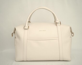 AIZU VELLE - Infantella Baby Changing Bag | Vegan Leather | Almond