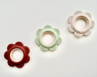 Wooden Baby Teether – Flower Shape | Natural, BPA-Free Teething Toy for Infants