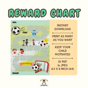 Soccer Reward Chart for Kids | Printable Goal Tracker | Football Behavior Chart | Instant Download | Kids Motivation Chart