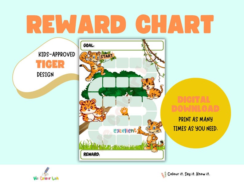 Tiger Chart Examples Tiger Reward Chart for Kids – Printable Positive Behaviour Tracker ...