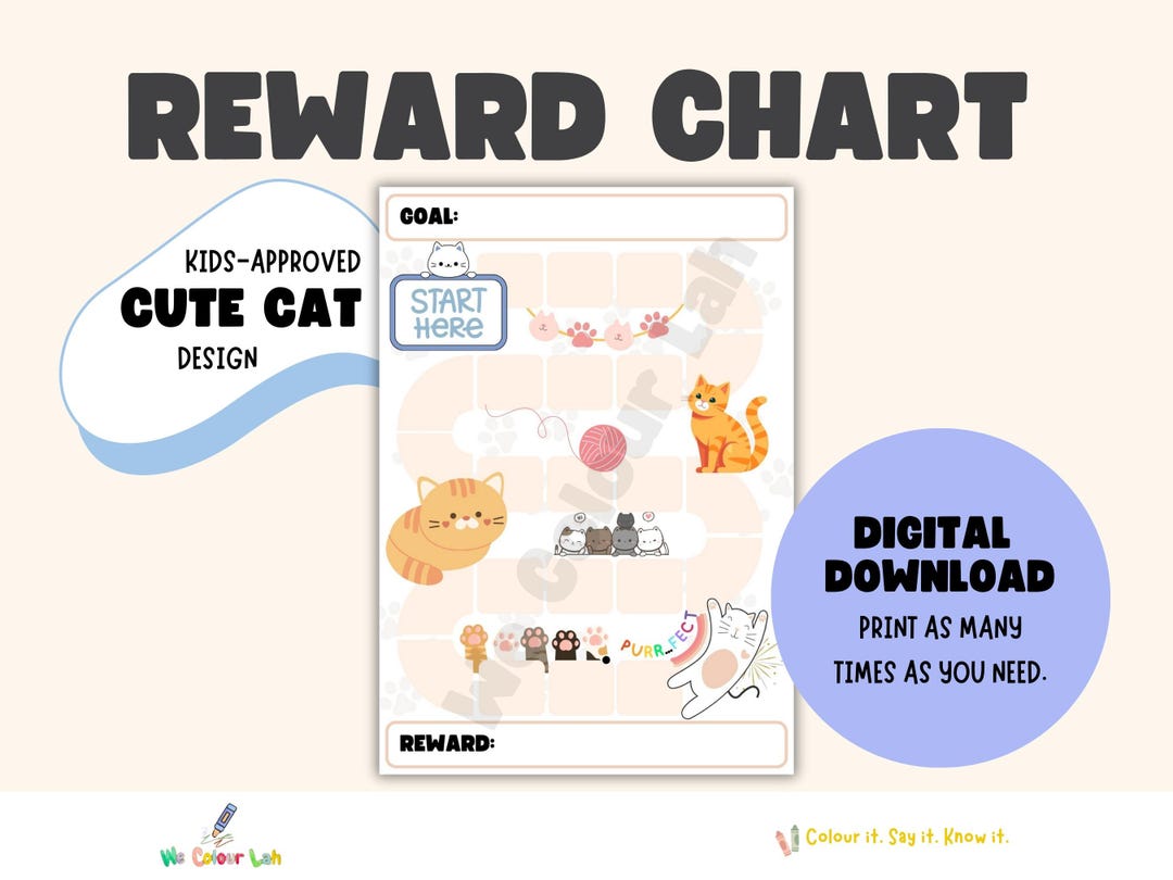 Katzen Belohnungstabelle für Kinder - Sofort Download | Druckbar