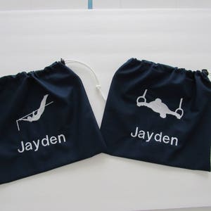 Boys Personalized embroidered monogrammed w/ extra artwork GYMNASTICS GRIP BAG match to your team colors ~~ birthday present gift