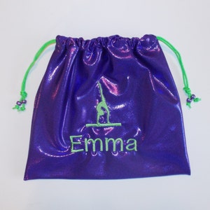 Personalized GYMNASTICS GRIP BAG w/ gymnast figure match to your team leotard warm up custom sports birthday gift present includes monogram