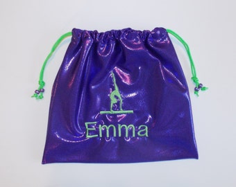 Personalized GYMNASTICS GRIP BAG w/ gymnast figure match to your team leotard warm up custom sports birthday gift present includes monogram