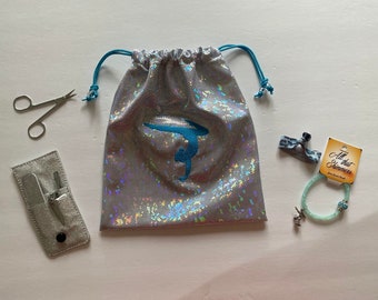 GYMNAST GRIP bag, bracelet & gymnast hand rip care kit with close cutting scissors, manicure kit, hair tie -great gymnastics birthday gift