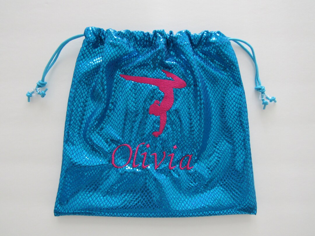 Monogram Embroidered GYMNASTICS GRIP BAG W/ Larger Gymnast Figure Match