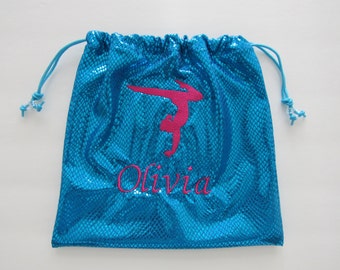 Monogram embroidered GYMNASTICS GRIP BAG w/ larger gymnast figure match to your team colors ~birthday gift present includes athlete name