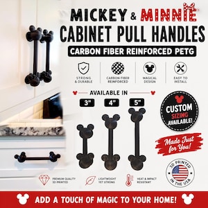 Mickey/Minnie - Lade-/kastgrepen in lengtes van 7,6 cm, 10,6 cm en 12,7 cm, met horizontale of verticale trekoptie.