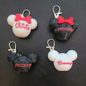 Custom Name Keychain, PETG 3D Printed Mickey or Minnie Head Charm
