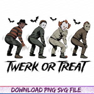 Halloween Twerk or Treat Png, Halloween Horror Charaktere Png, Tanzender Mörder Png, Gruselige Saison Png, Süßes oder Saures Png, Halloween-Hemd