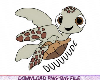 Ocean-Themed Turtle Clipart, Squirt Png, Dude Design, Fun Cartoon Squirt Art, Cute Sea Turtle Design, Digital Download, Instant Download