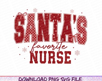 Infirmière préférée du père Noël Png, Infirmière Noël Png, Joyeuse infirmière Png, Infirmière sublimation, Noël Png, Cadeau de Noël, Vacances, Joyeux Noël Png