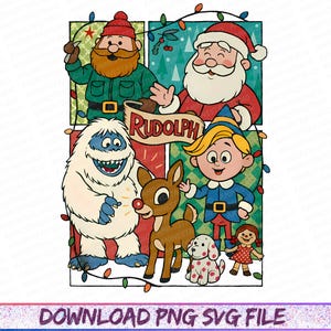 Rudolph the Red Nosed Reindeer Christmas File Digital Printable, Rudolph the Red-Nose Reindeer PNG, Merry Christmas PNG