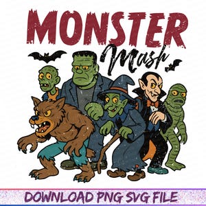 Monster Mash PNG, Halloween Shirt png, Halloween png, Halloween Horror png, Halloween Monsters png, Monster Mash Shirt, Retro halloween PNG