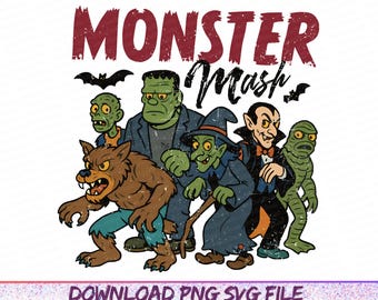 Monster Mash PNG, Halloween Shirt png, Halloween png, Halloween Horror png, Halloween Monsters png, Monster Mash Shirt, Retro halloween PNG