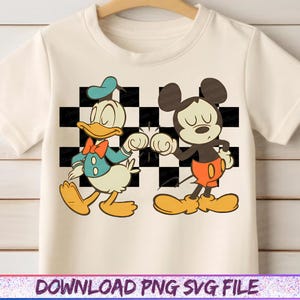Checkered Donald And Mickey Toddler Svg, Disney Friends Png, Mickey Mouse And Donald Duck Kids Svg, Best Friends Png image 2