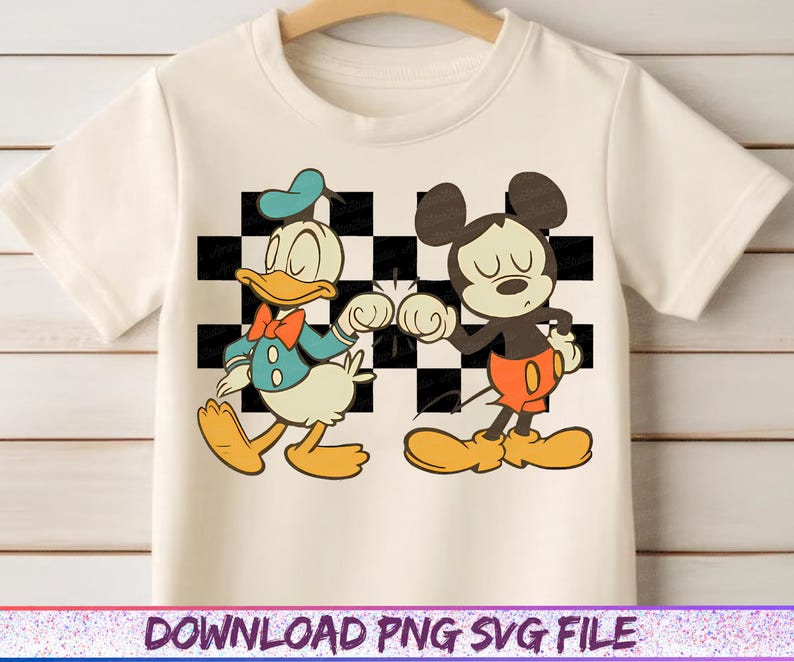 Checkered Donald And Mickey Toddler Svg, Disney Friends Png, Mickey Mouse And Donald Duck Kids Svg, Best Friends Png image 2