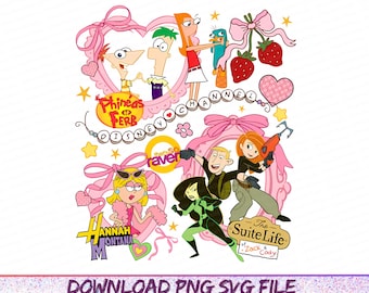 Personagens de desenhos animados do Disneyland Channel PNG, Hannah Montana, Lizzie McGuire, Phineas Ferb PNG, Do que são feitos os sonhos PNG, Download digital