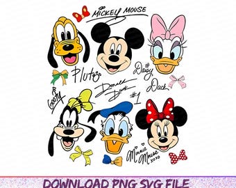 Coquette Bows Signatures Mickey and Friends PNG, Mickey and Co Disney PNG, Disney World png, Disneyland png, Magical Kingdom