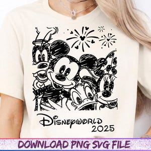 Retro Walt Disney Png,Retro Disneyworld 2025 Png, Disneyworld Matching Png, Disney Vacation Matching Png, Mickey And Friends Png