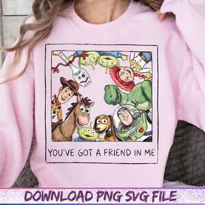 Photo PNG rétro Pixar Toy Story, vous avez un ami en moi, Toy Story Land, Woody Buzz Jessie, Bullseye, Disney Vacation 2026 T-shirt assorti image 3