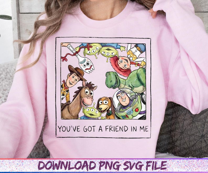 Photo PNG rétro Pixar Toy Story, vous avez un ami en moi, Toy Story Land, Woody Buzz Jessie, Bullseye, Disney Vacation 2026 T-shirt assorti image 3