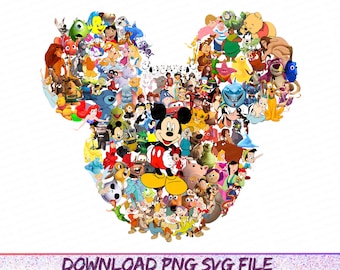 Maus Collage Charaktere Png, Maus und Freunde Png, Familienurlaub Png, Mauskopf Multi Charakter Png, Sublimation für Png-Datei