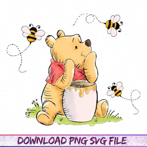 Classic Winnie The Pooh PNG SVG Clipart Bundle, Printable, Boy Birthday Instant Digital Download, Vintage Pooh Baby Shower