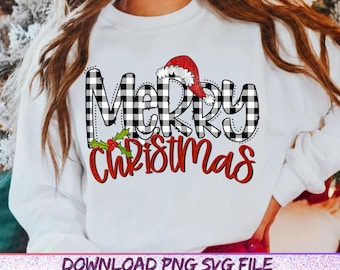Feliz Navidad - Cuadros de búfalo blanco y negro - Archivo PNG, Diseño de sublimación para descarga digital e impresión Invierno, Navidad Png