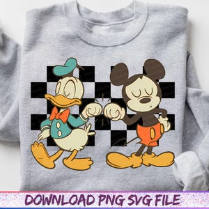 Checkered Donald And Mickey Toddler Svg, Disney Friends Png, Mickey Mouse And Donald Duck Kids Svg, Best Friends Png image 3