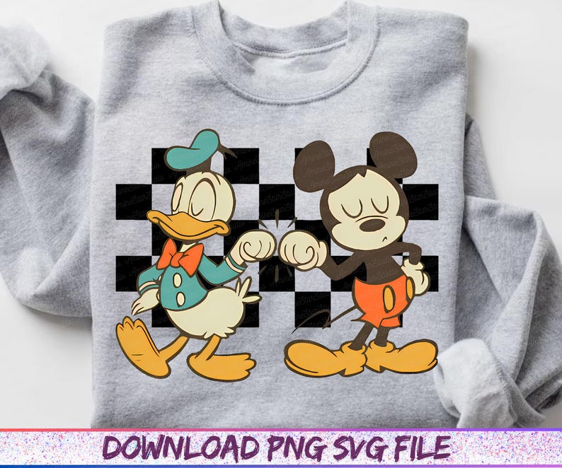 Checkered Donald And Mickey Toddler Svg, Disney Friends Png, Mickey Mouse And Donald Duck Kids Svg, Best Friends Png image 3