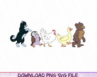 Bear and Friends Little Animal Png, Digital Download, Animal Lover Shirt,Vintage 90s Cartoon, Cute Animal Png, Little Bear File Download
