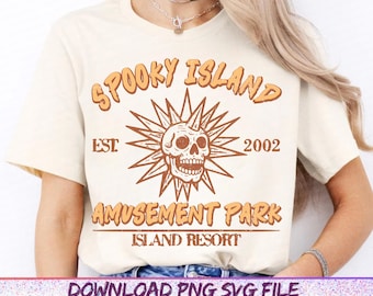 Spooky Island Retro Cartoon Halloween Movie PNG – Disco Skull T‑Shirt Sublimation,90s Halloween Png, Retro Halloween Png, Summer Png