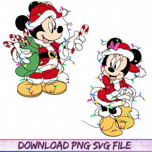 Disney Couples Mickey and Minnie Mouse Christmas Lights Png, Disneyland Christmas Png, Mickey's Very Merry Xmas Party