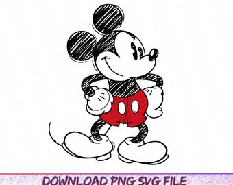 クラシックミッキーマウススケッチPNG PDF JPGクリップアート