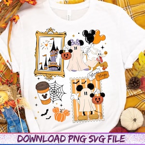 Mickey and Minnie Halloween PNG, Disney Halloween Collage Digital Download, Cute Spooky Season Png for Disneyland Halloween Sublimation