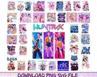 Huntrix Kpop Demon Hunters PNG Bundle, Kpop Idol Group Shirt design,Girl Dinner Png,Saja Boys Girls Bands Png,Huntrix fans,Digital Download
