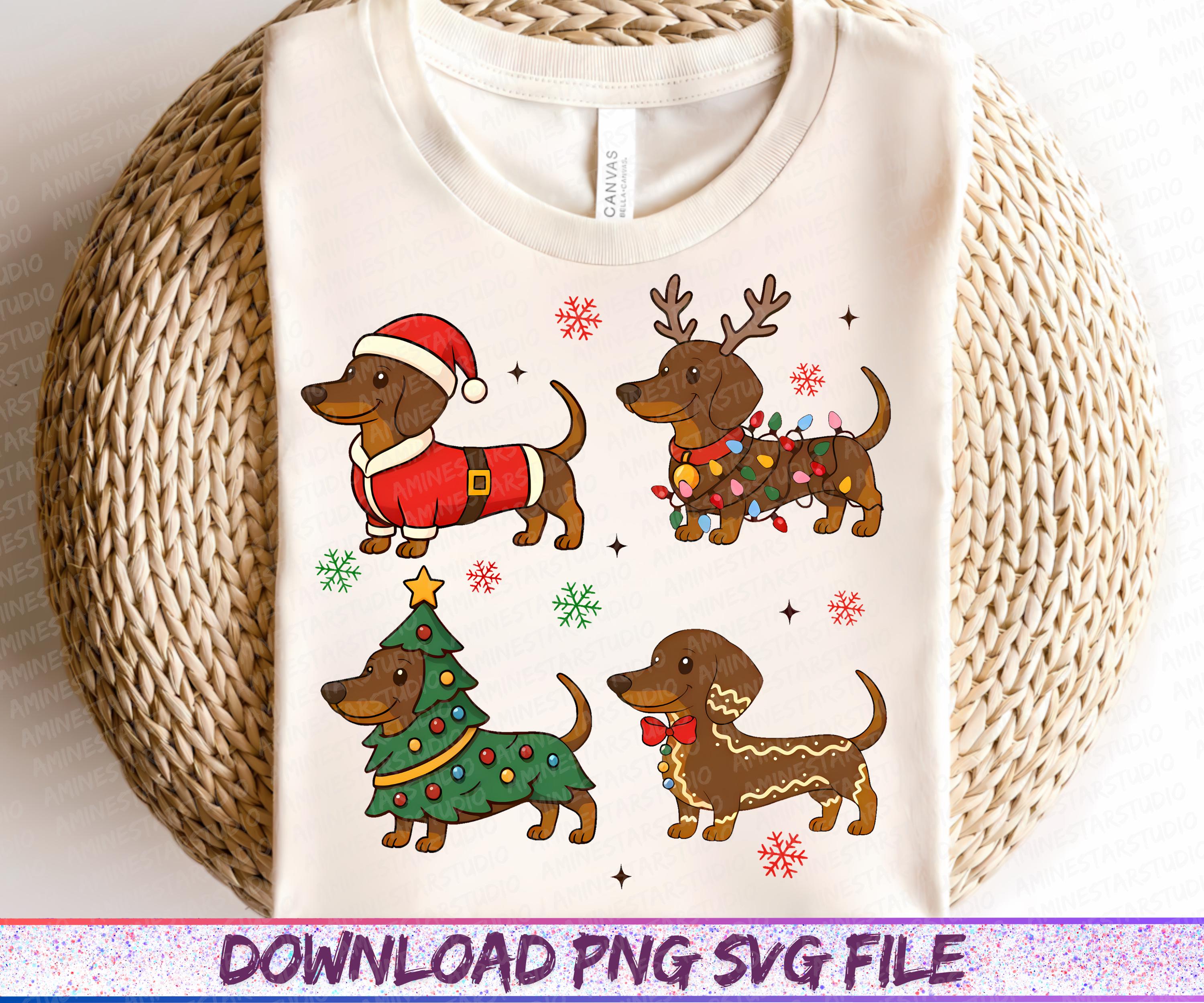 Merry Christmas Dachshund Dog PNG, Cute Puppies, Christmas Holiday Pet ...