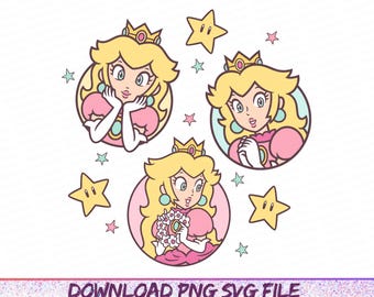 Princess Sublimation Design PNG, Peach Sublimation file, Video Game Design for Sublimation