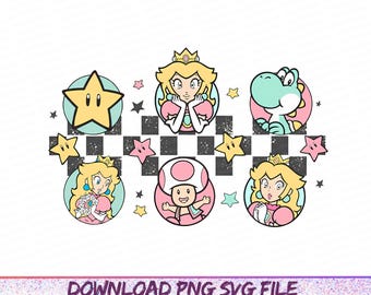 Princesa Peach Png, Princesa Peach Png, Diseño para camiseta, Super Mario SVG, Mario digital, Diseño de Super Mario Png, Super Mario Svg