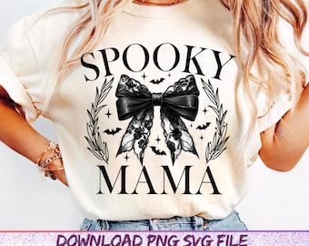 Spooky Mama Png, Coquette Halloween Png, Spooky Season Png, Retro Halloween Png, Fall Png, Halloween Shirt Sublimation Designs Png