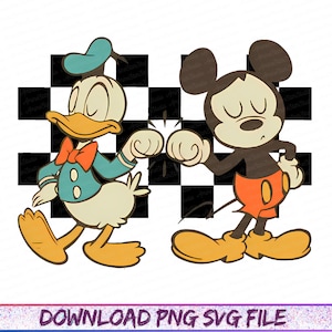 Checkered Donald And Mickey Toddler Svg, Disney Friends Png, Mickey Mouse And Donald Duck Kids Svg, Best Friends Png image 1