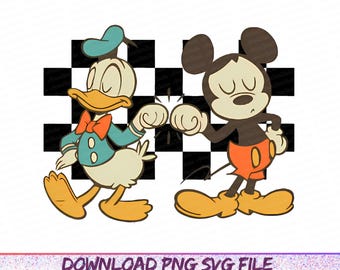 Checkered Donald And Mickey Toddler Svg, Disney Friends Png, Mickey Mouse And Donald Duck Kids Svg, Best Friends Png