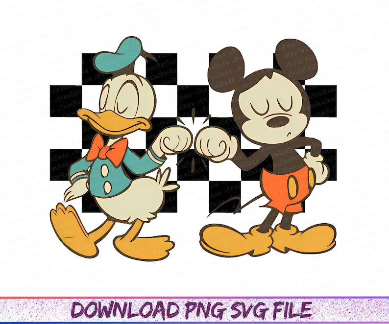 Checkered Donald And Mickey Toddler Svg, Disney Friends Png, Mickey Mouse And Donald Duck Kids Svg, Best Friends Png image 1