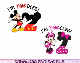 I'm Twodles Mouse Svg, Mouse Two Svg,Mouse 2nd Birthday Svg,Mouse Head Svg,Minnie Birthday Girl,Birthday Girl Family Svg, Minnie Mouse Png,