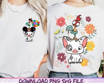 Retro Moana Hei Hei and Pua Design for Shirt - Tote Bag - Mug - Tumbler, Moana Svg, Disney Svg, Moana Png, Disney Png, Digital File