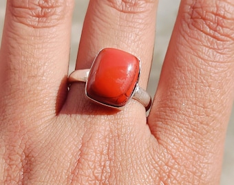 Anillo de plata de ley 925 con piedra preciosa jaspe hecha a mano