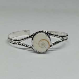Bracelet manchette coquillage œil de Shiva, bracelet jonc tressé à double anneau, bijou de plage en spirale naturelle