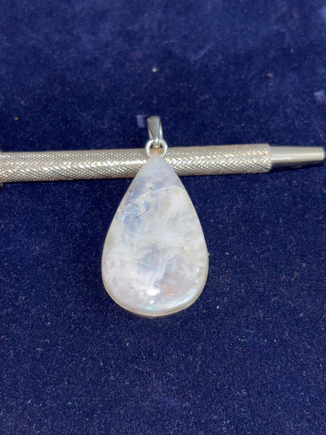 Pendentif En Argent 925 Avec Pierre De Lune Grise Naturelle - Cabochon Rond 0,75 Pouce
