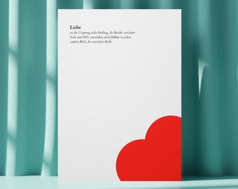 Achtsamkeit Poster „Liebe“ | Heilung & Empathie Wandbild | Minimalistische Kunst | Meditations Deko | Herzensenergie und Harmonie Print